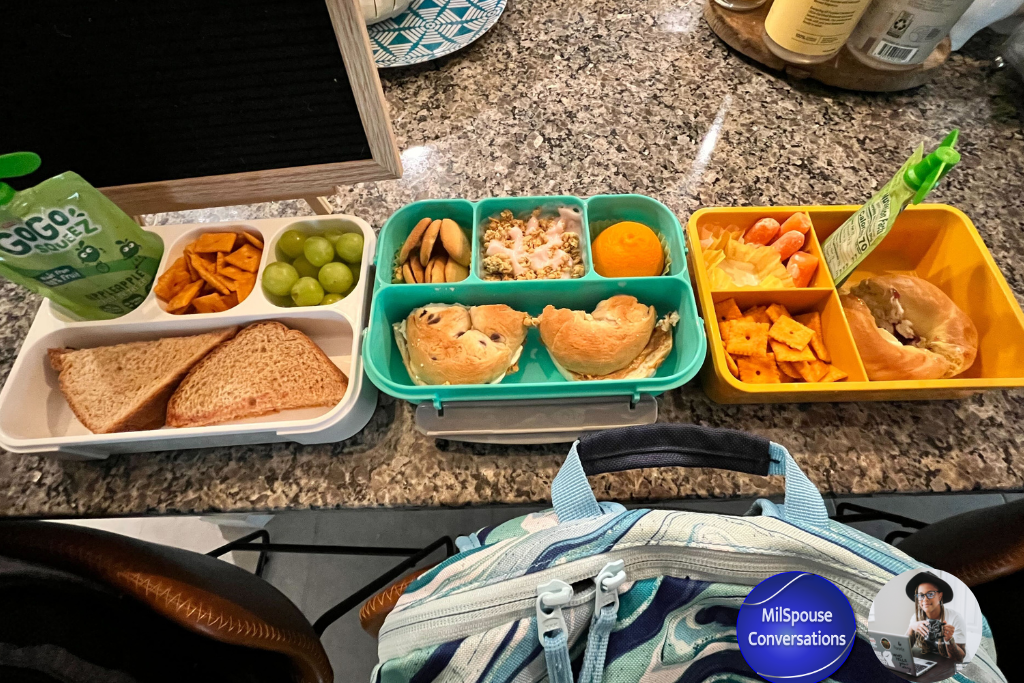 A counter with several food items on it.