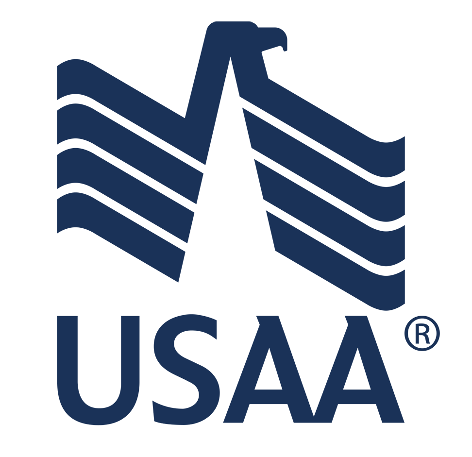 A blue logo for USAA in blue color and no background