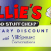 A banner with the name of millie food stuff cheap and milspouse.